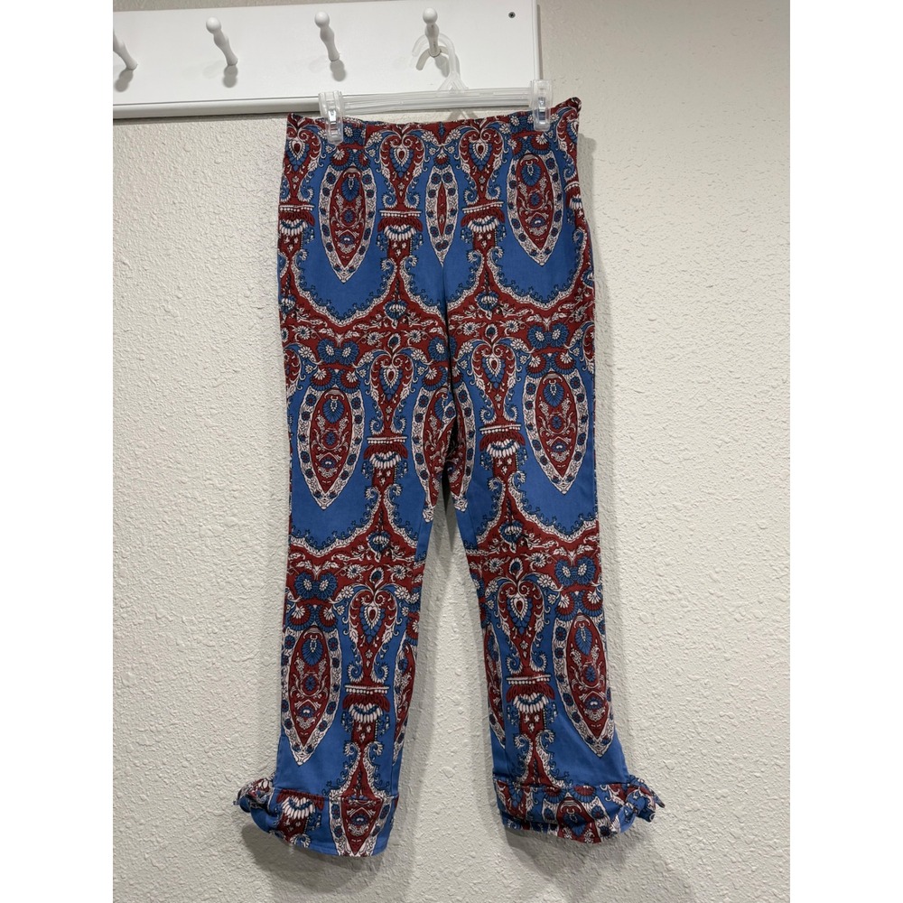 Free People Paisley Tie Hem Cropped Pants 8 Boho Y2K Indie Sleaze Maximalist - Picture 3 of 12